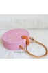 coloring rattan circle leather handbags hot pink color